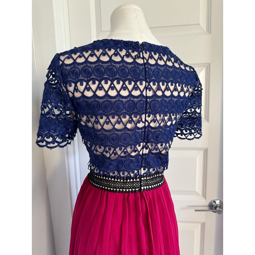 Jax Black Label Women's Blue and Pink Colorblock Lace Dress Size 6-NWOT - Picture 4 of 7